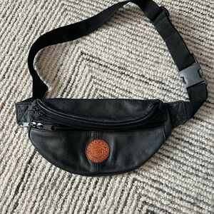 Harrah’s Fanny Pack Black Leather Waist Bag